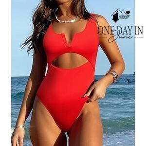 Meyeeka V Wire Cut Out One Piece Swimsuit Size M